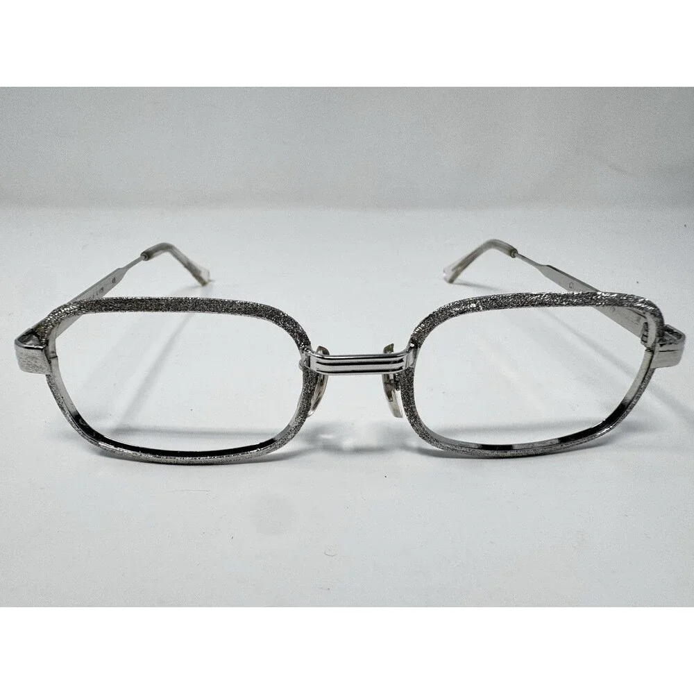 1970s Allan U.S.A. Silver Glitter New Old Stock Eyeglass Frames 45-17-135